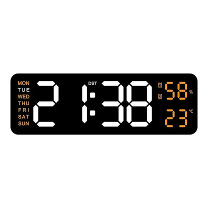 9 Inch Large Digital Wall Clock USB Powered TEMP Humidity Week Auto Dimmer DST Table Clock 12/24H Electronic LED Alarm Clock Beauty World Shop