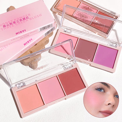 HISYI three-color blush natural color rendering delicate non-flying powder matte rouge holding makeup clear vitality girl blush Beauty World Shop