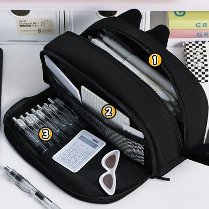 Cute 3D Black Cat Pencil Case-Large Capacity Polyester School Supplies,Cute Cat Lover Gift for Students & Office (Paw Design) Beauty World Shop