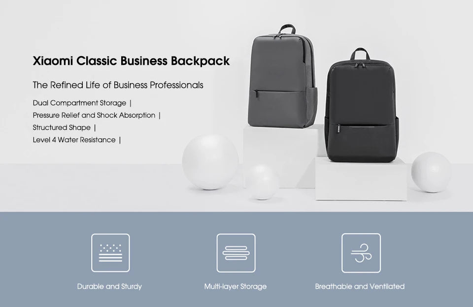 Xiaomi Classic Business Backpack 2 Fashion Laptop Bag for Men and Women Travel Large Capacity Backpack Beauty World Shop