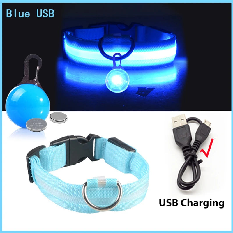 Usb Charging Glowing Dog Collar With Pendant Detachable Luxury Led Light Bright For Small Dogs Cat Night Safety Collar Wholesale Beauty World Shop