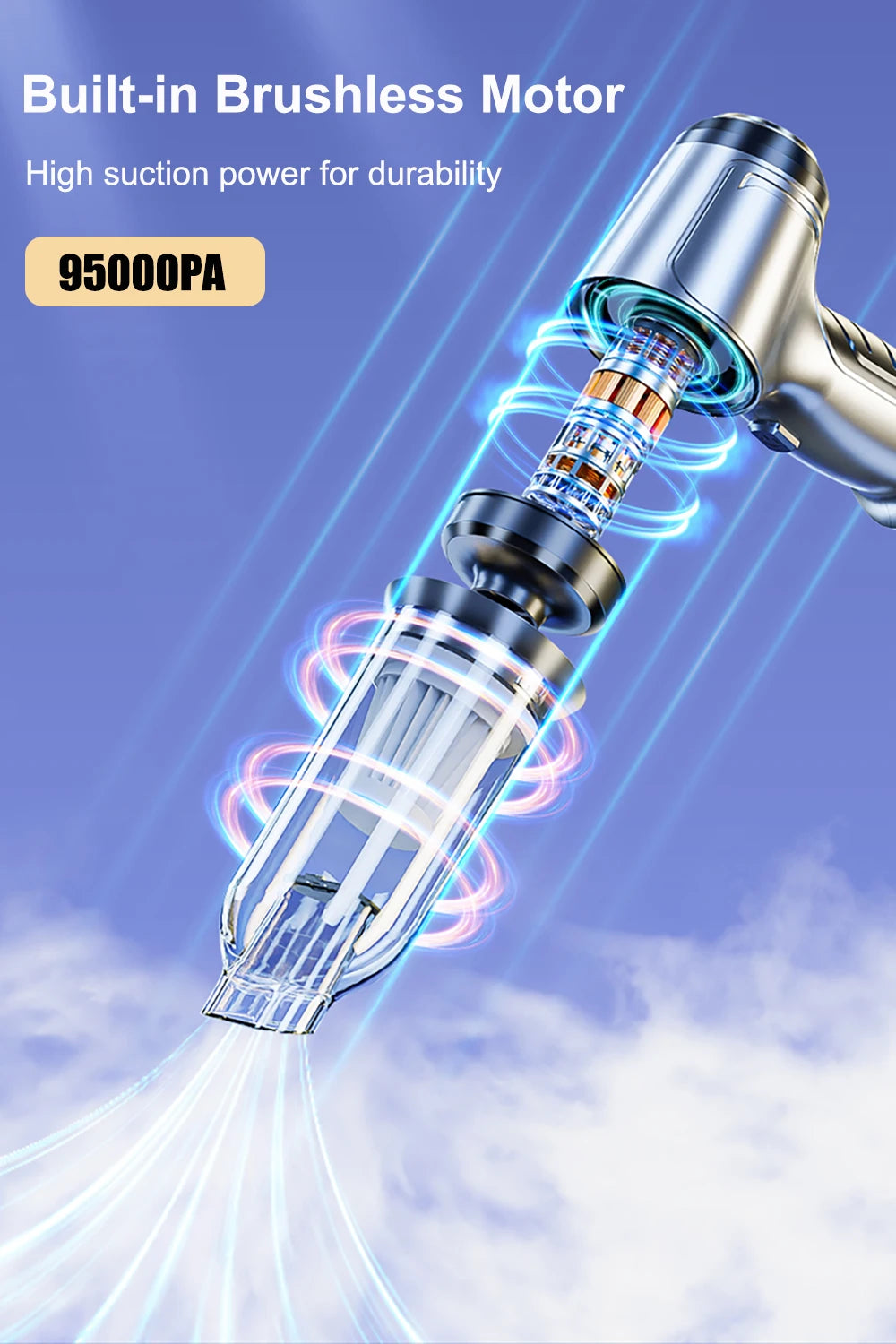 Car Vacuum Cleaner Wireless Portable Vacuum Cleaner 95000PA Strong Suction Handheld Mini Cleaner High Power Blower for Car Home Beauty World Shop
