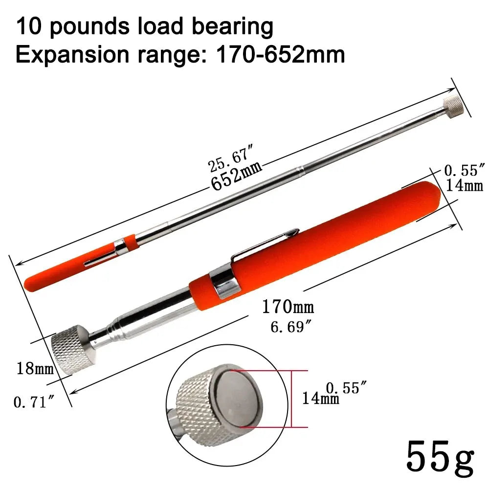 Magnetic Retractable Pickup Suction Iron Rod Portable Multifunctional Extractor Pen Clip Automotive Repair Tools Beauty World Shop