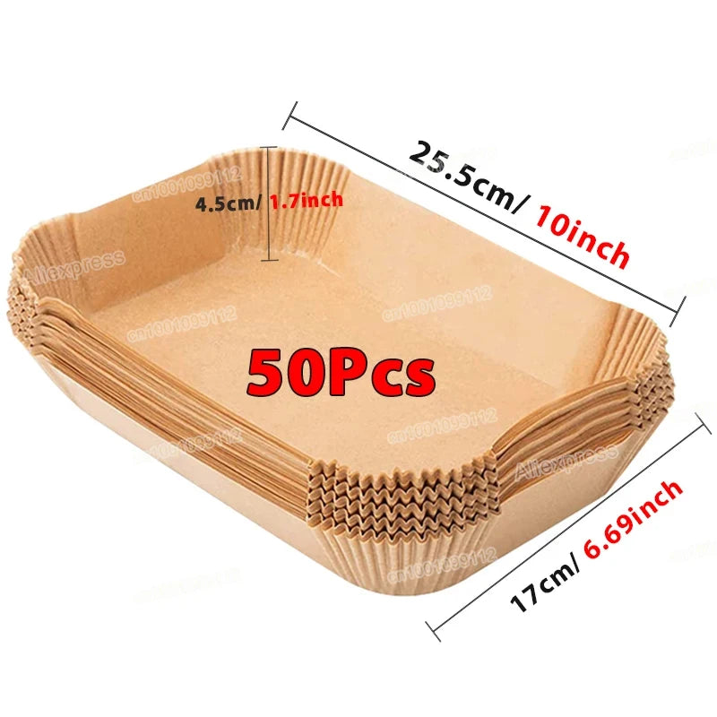 50/100Pcs Air Fryer Disposable Paper Non-Stick Airfryer Baking Papers Round Air-Fryer Paper Liners Paper Kitchen Accessories Beauty World Shop
