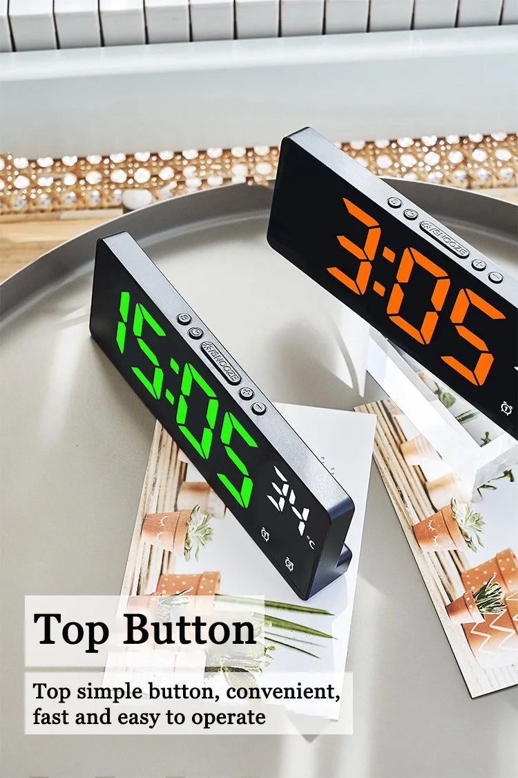 Creative Number Clock Color Nightlight Temperature Calendar Alarm Clock LED Large Number Electronic Clock Backlight Home Decor Beauty World Shop