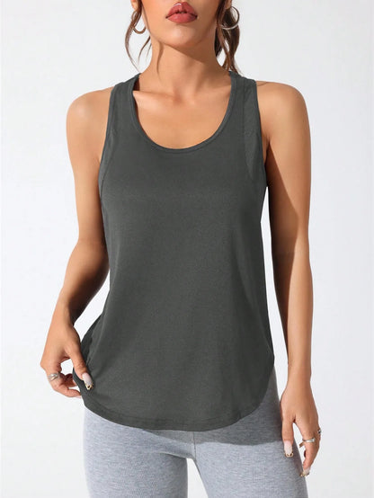 Women's running vest, special letter style, loose long top vest, a good choice for yoga running Beauty World Shop