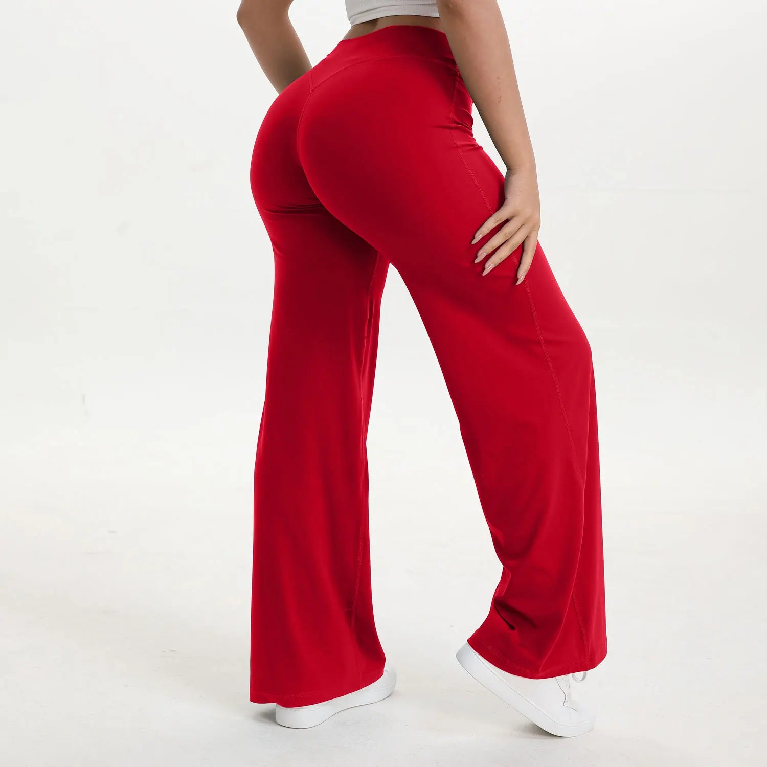 NCLAGEN SoftMotion Straight Leg Bottoms Women's Mid-Waist Yoga Pants GYM Leggings Naked Feel Pilates Running Sports Trousers Beauty World Shop