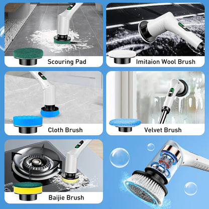 Upgraded electric rotary brush, with a display screen, fully waterproof, and adjustable handle brush head,a home cleaning wonder