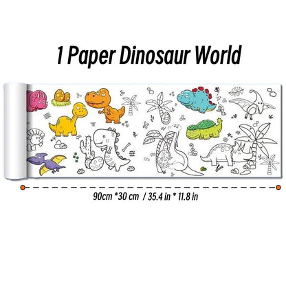 90cm Animal Canvas Children's Drawing Roll DIY Coloring Paper Roll Color Filling Graffiti Paper-cut Painting Educational School Beauty World Shop