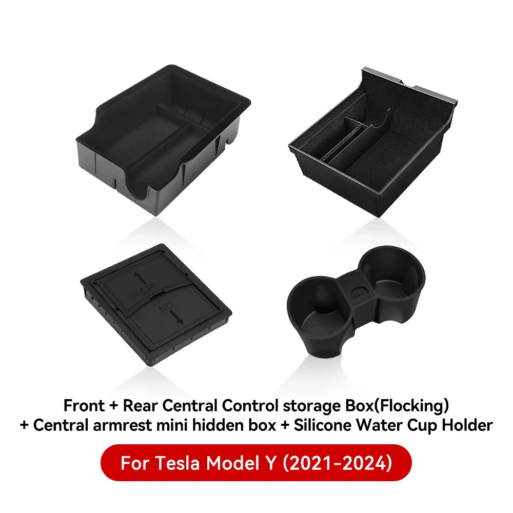 For Tesla Model 3 Y Highland Juniper 2026 Center Armrest Hidden Storage Box Cup Holder Console Organizer Box Accessories Beauty World Shop