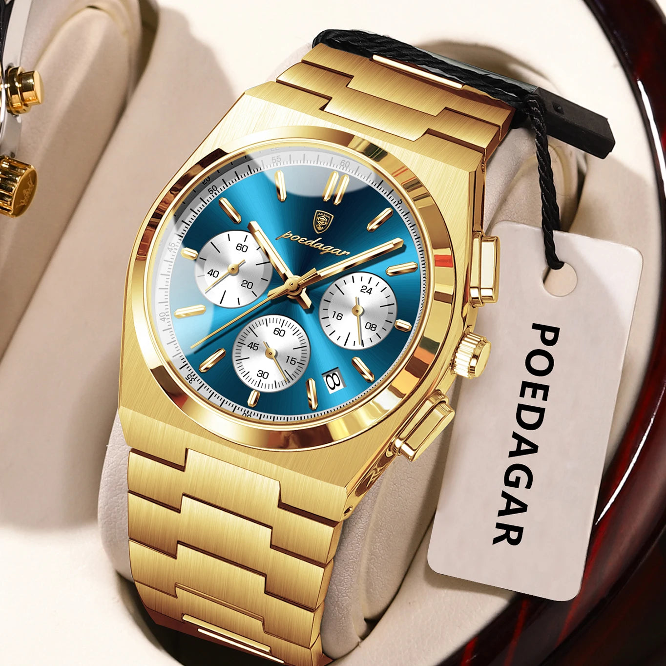 POEDAGAR Fashion Man Watches Chronograph Date Stainless Steel Casual Men Wristwatch Waterproof Luminous Men's Quartz Watch Reloj Beauty World Shop