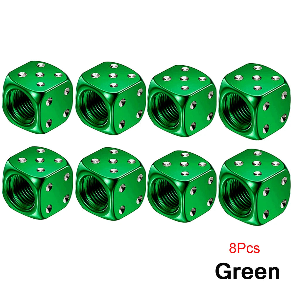 Aluminum Dice Tire Valve Caps Dustproof Car Truck Motocycle Bike Dice Wheel Stem Tyre Tire Wheel Stem Air Valve Dust Cap Cover Beauty World Shop