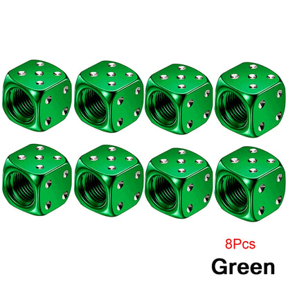 Aluminum Dice Tire Valve Caps Dustproof Car Truck Motocycle Bike Dice Wheel Stem Tyre Tire Wheel Stem Air Valve Dust Cap Cover Beauty World Shop
