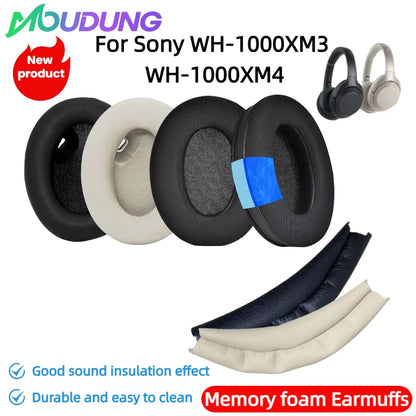 MOUDUNG Replacement Earpads Headband for Sony WH-1000XM3 WH-1000XM4 Headset Ear pads Headphones Leather Sleeve Earphone Earmuff