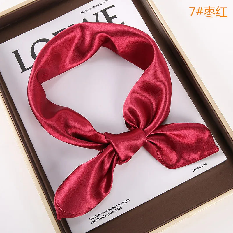New Solid 60x60cm Square Scarf Single Imitation Silk Bright Light And Satin Performance Scarves Party Gift Beauty World Shop