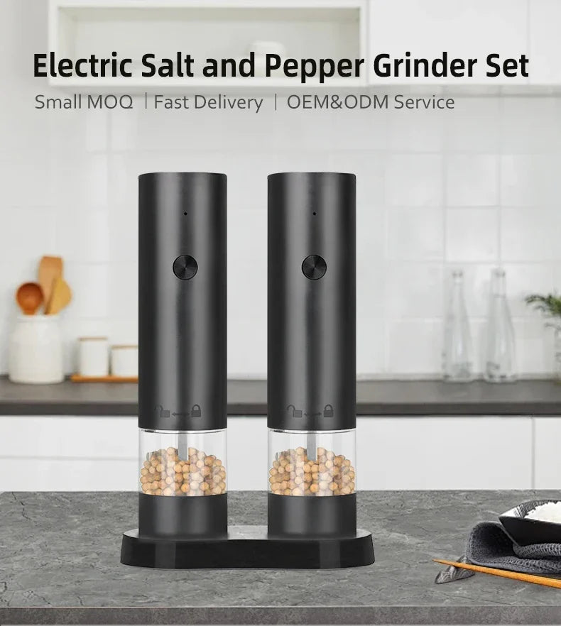 USB Rechargeable Electric Salt and Pepper Grinder Adjustable Coarseness Large Capacity Auto Spices Grinders Kitchen Cooking Tool Beauty World Shop