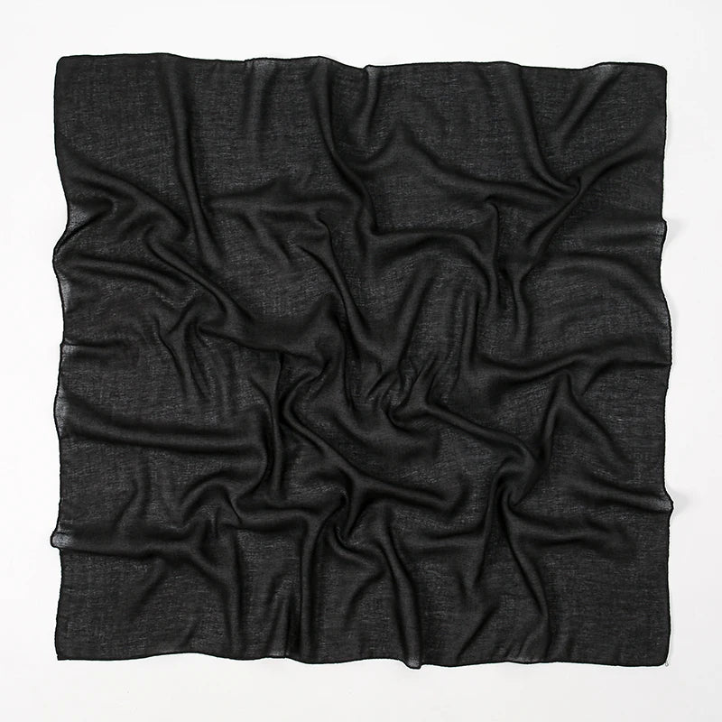 90*90cm Thin Soft Square Scarves for Women Simplicity Solid Color Cotton Linen Headscarf Muslim Female's Hijabs Bag Accessories Beauty World Shop