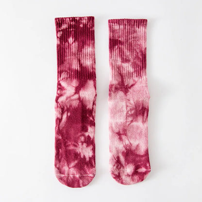 New Fashion Tie-dye Mid-calf Yoga Socks Pilates Socks Indoor Special Non-slip Sports Socks Dance Fitness Floor Socks Beauty World Shop
