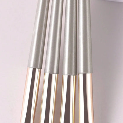 Champagne Silver Portable Eye Makeup Brush Set, 8pcs/Pack Beauty World Shop