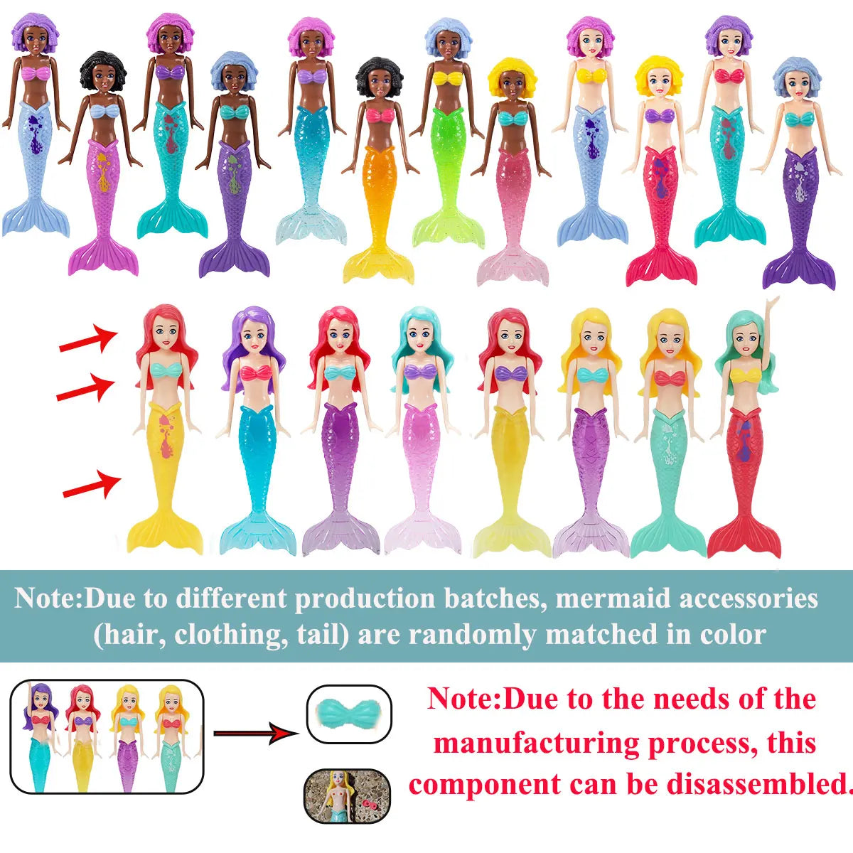 4/3 PCS 1 bag Mermaid Water Play Toys Different Style for Swimming Children Game in Sun Pool/Beach/Bath Time Gift Color Random Beauty World Shop