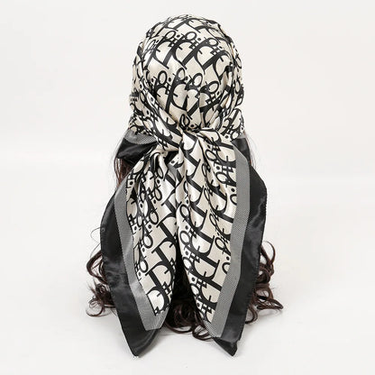 1 Pcs 90cm Ladies' Silk Scarf Vintage Fashionable Versatile Printed Silk Spring Hair Band Hijab Sunsceen Neckerchief Shawl Wraps Beauty World Shop