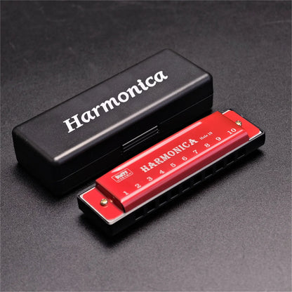 Miwayer 10 Holes Harmonica Key of C ,  Colorful Metal Shell  with Case for Beginner Students Kids Gift with Case Beauty World Shop