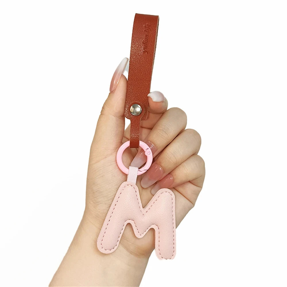 Creative PU Leather 26 Letter Keychains Fashion Alphabet Keyrings Handbag Ornaments Pendant Car Key Holder Accessories Gifts Beauty World Shop
