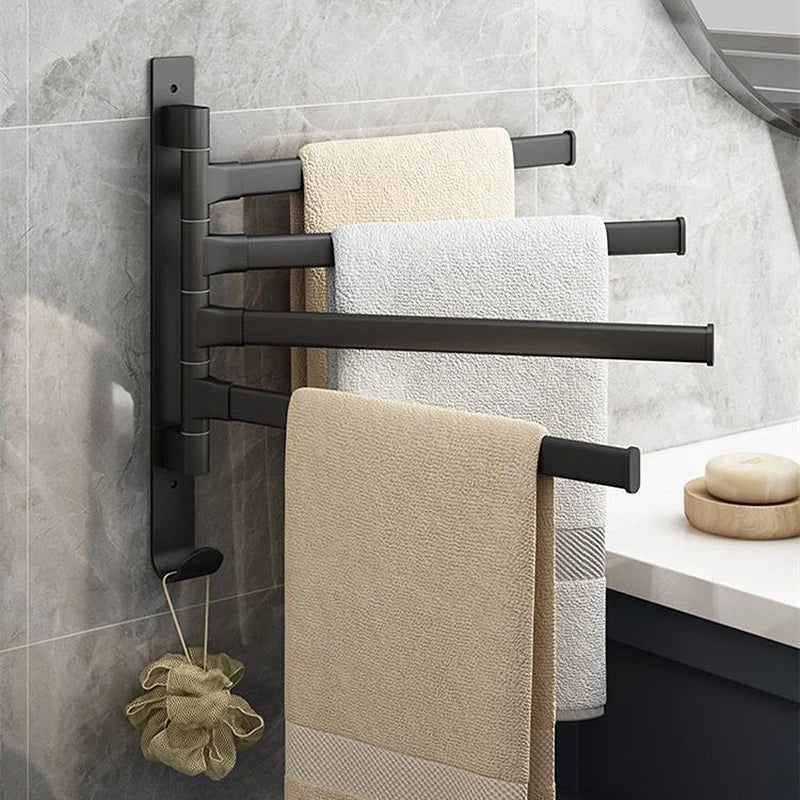Bathroom Towel Rack Rotatable Towel Holder Space Aluminum 2/3/4/5-Bar Towel Hanger Kitchen Shelf Paper Hanging Wall Mounted Beauty World Shop