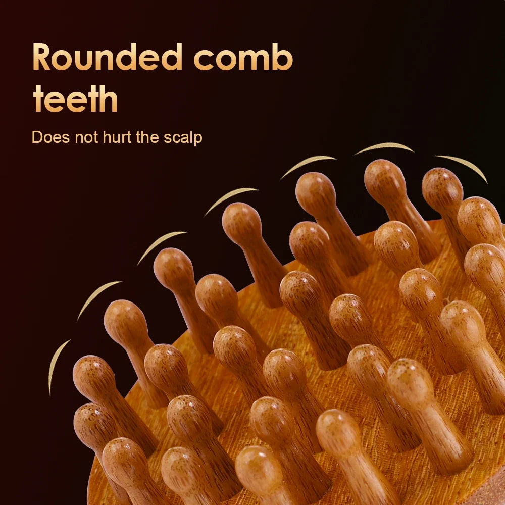 Sandalwood Massage Comb Finger Ring Comb Head Meridian Comb Scalp Massager Anti-Static Wooden Brush Guasha Tool for Full Body Beauty World Shop
