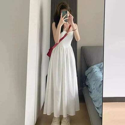 Fashion High Waisted Suspender Dress Female Summer Casual Simple Versatile Long Dresses Women Elegant Streetwear Camisole Dress Beauty World Shop