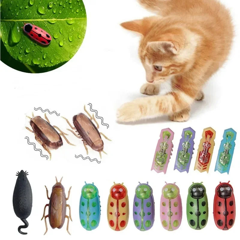 Funny Electric Bugs Catnip Toy Automatic Tunnel Mini Robot Bug Vibration Insect Toys For Cats Battery Operated Cockroach Ladybug Beauty World Shop