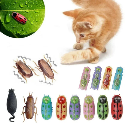 Funny Electric Bugs Catnip Toy Automatic Tunnel Mini Robot Bug Vibration Insect Toys For Cats Battery Operated Cockroach Ladybug Beauty World Shop
