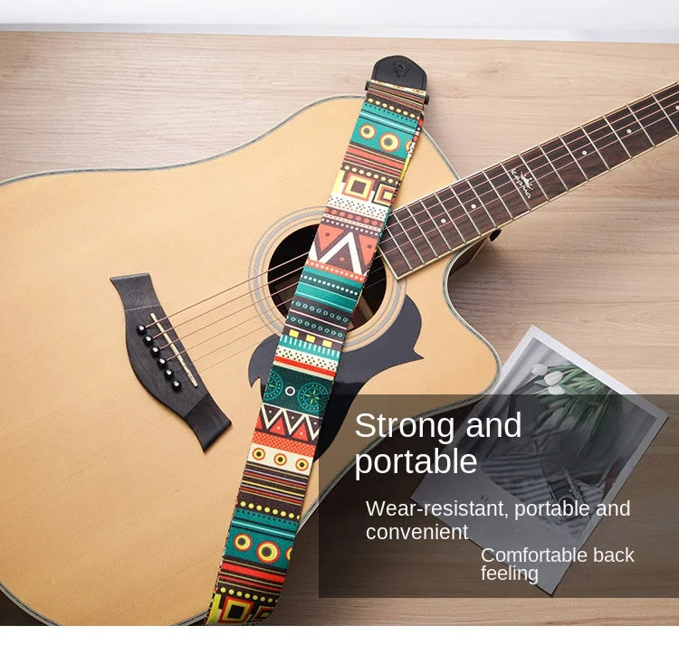 Fashion Retro Ethnic Style Guitar Strap Adjustable Leather Strap for Folk Guitar Electric Guitar Bass Ukulele Guitar Accessories Beauty World Shop