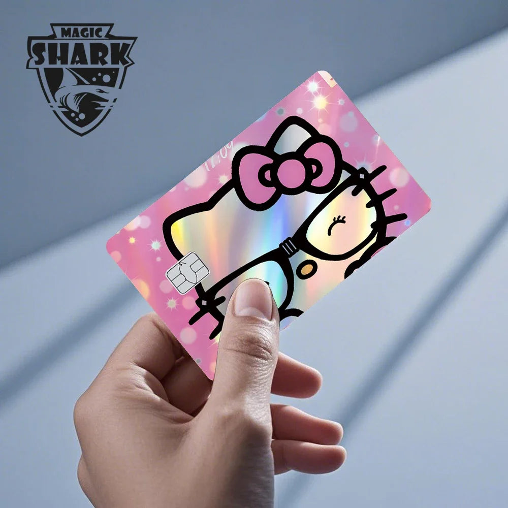 Hot Sale Hello Kitty Kuromi Holographic Laser Shinny Film Skin Cover Sticker for Debit Credit Card Bank Card Beauty World Shop