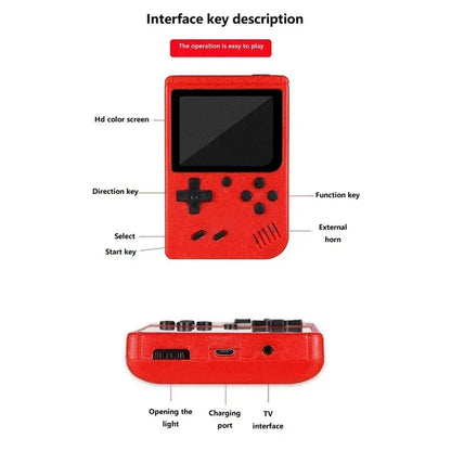 Red Retro Handheld Game Console for Kids  400 Classic Games  Rechargeable   TV-Connectable Beauty Fashion