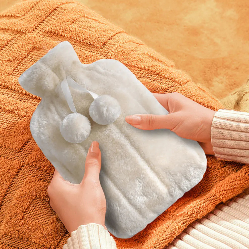 2L Hot Water Bottle Cover Rubber Hot Water Bags Winter Plush Hand & Feet Warmer Explosion-Proof Water Bottle Cover For Hot Water Beauty World Shop