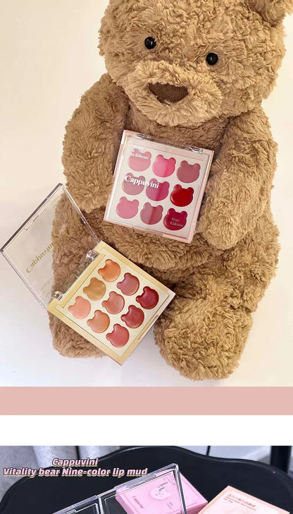 Cappuvini 9 Colors Velvet Lip Mousse - Matte & Natural Finish, Long-Lasting Non-Drying, Cute Bear Design for Youthful Look, Beauty Trend Shop