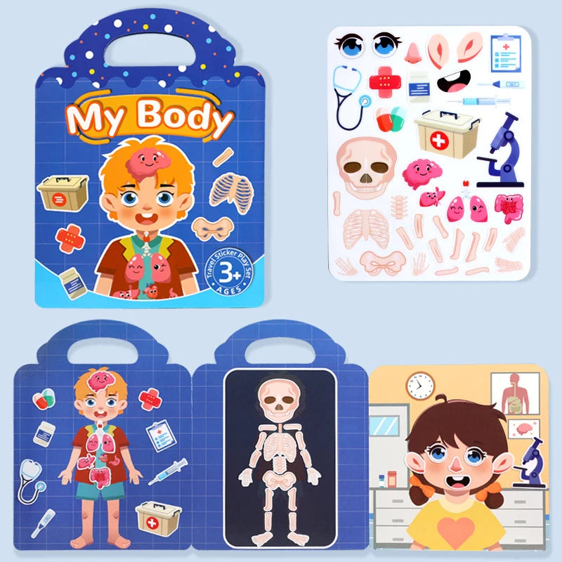 1 Book Jelly Sticker Book Quiet Book DIY Fun for Children's Scene Stickers Repeatedly Paste Puzzle Sticker Book Beauty World Shop