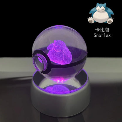 Pokemon Crystal Ball Pikachu Gengar Eevee Mewtwo Lacario Anime Game Pokeball Led Night Light Base Kids Birthday Gift Home Decor Beauty World Shop