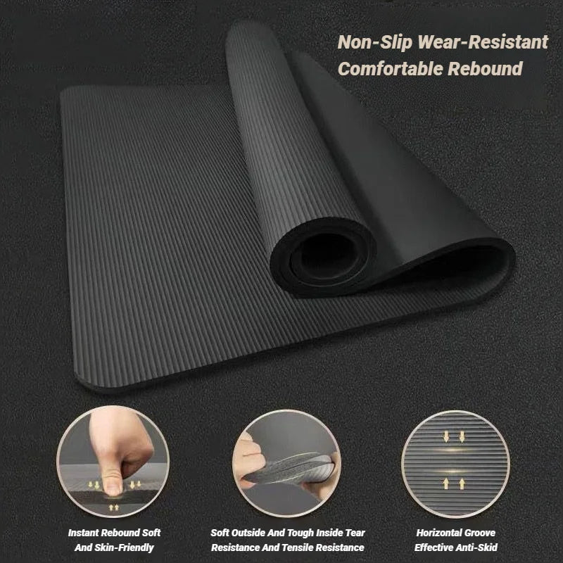 Two-Piece Set High Quality Extra Sport Thick Nbr Non-Slip Yoga Mats For Fitness Pilates Gym Home Tasteless Spor Universal Men Beauty World Shop