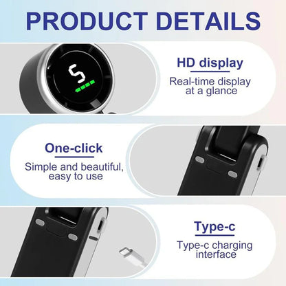 3-in-1 Portable Handheld Turbo Fan, 5-Speed High-Velocity Cooling, 3600mAh Battery, Digital Display, Foldable USB/Type-C Fan