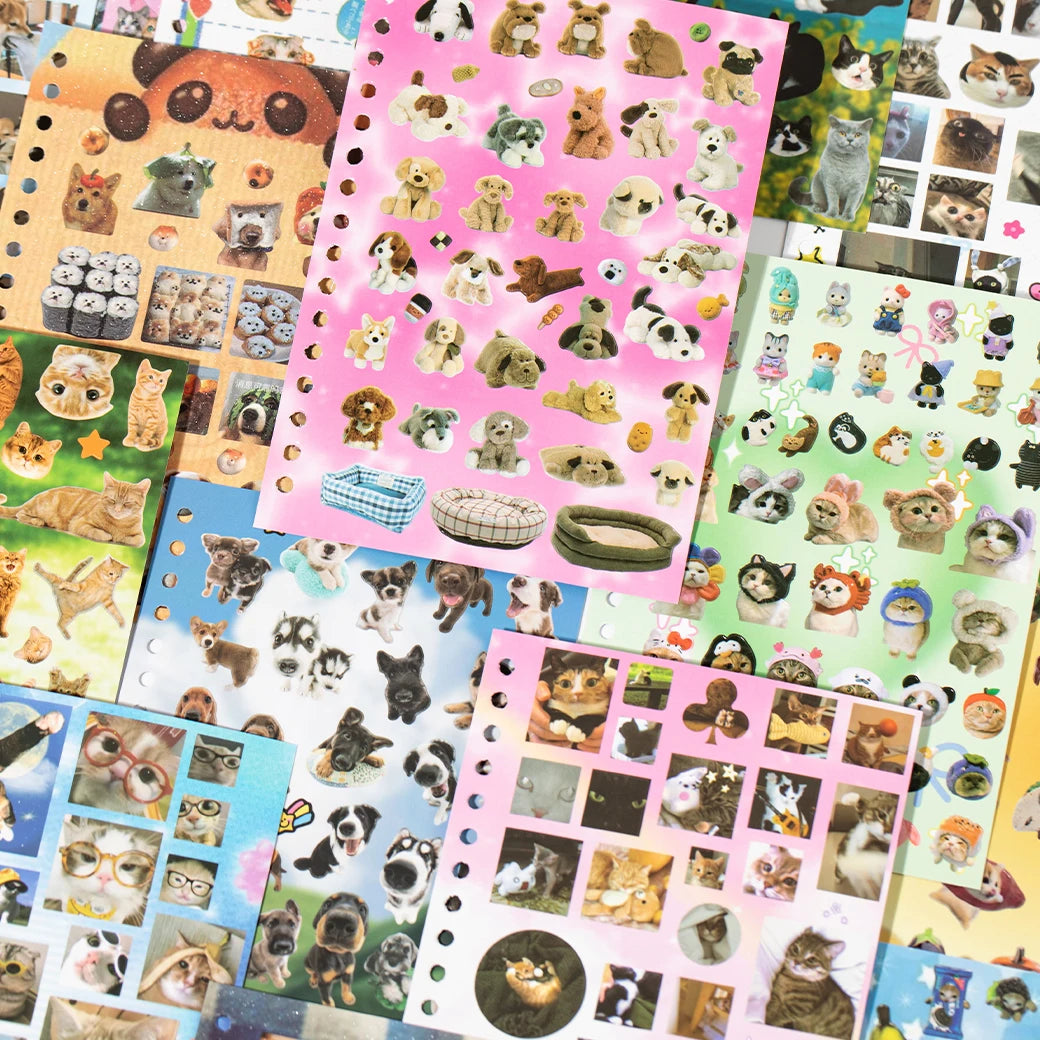 30Pcs/Book Cute Pet Battle Cut-Out Coil Sticker Book DIY Handbook Calendar Greeting Cards Diary Notebook Album Material Stickers Beauty World Shop