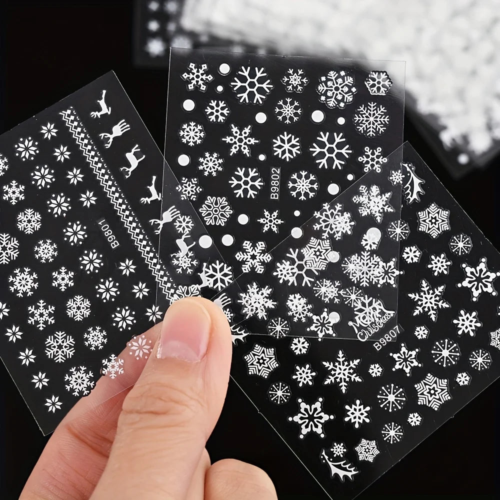 30pcs Sheets Christmas 3D Nail Art Stickers Decals Nail Art Supplies for Women And s - Self-Adhesive Cartoon Snowflake Snowman Beauty World Shop