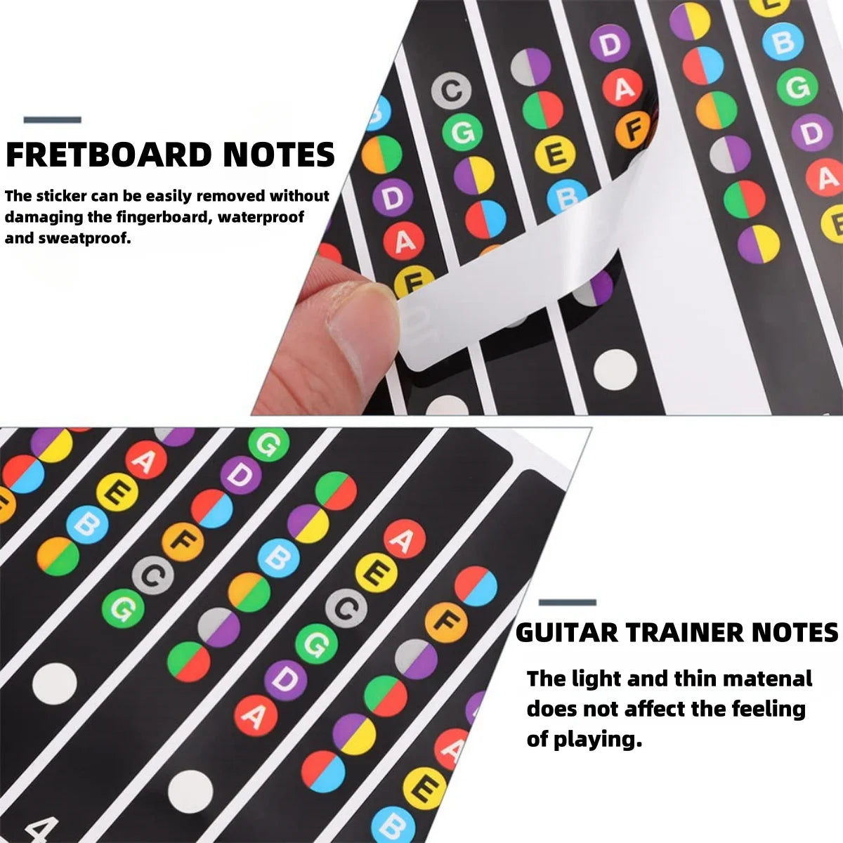 Miwayer Guitar Fretboard Notes Map Labels Stickers 6 String Transparent and Black Fingerboard Fret Decals for Guitar Beginner Beauty World Shop