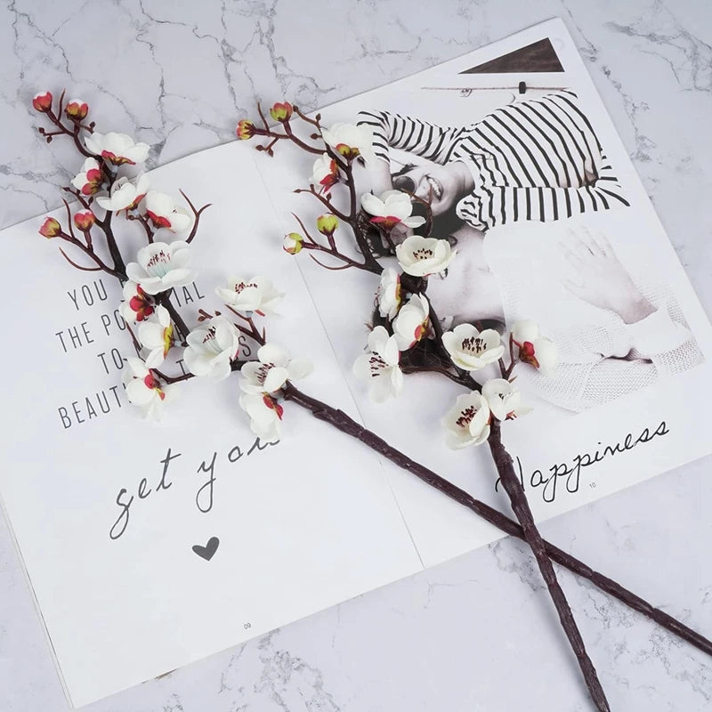 1pc Artificial Flowers Spring Plum Blossom Peach Branch Silk Flowers Home Wedding Party Decoration Christmas Wreaths Accessories Beauty World Shop