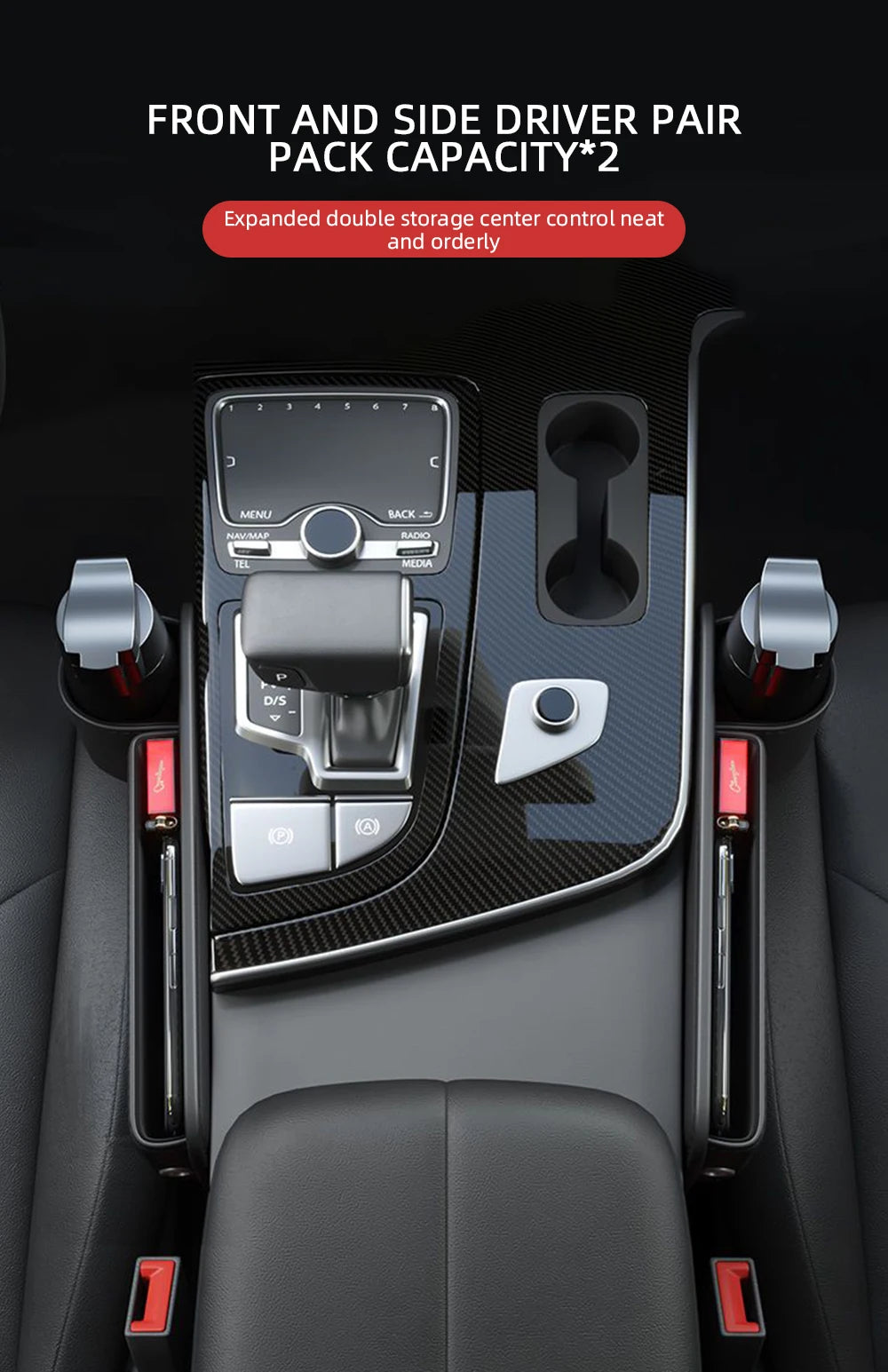 Universal Car Seat Gap Organizer Storage Box Multifunction Leather Crevice Side Storage Pocket Wallet Keys Card with Cup Holder Beauty World Shop