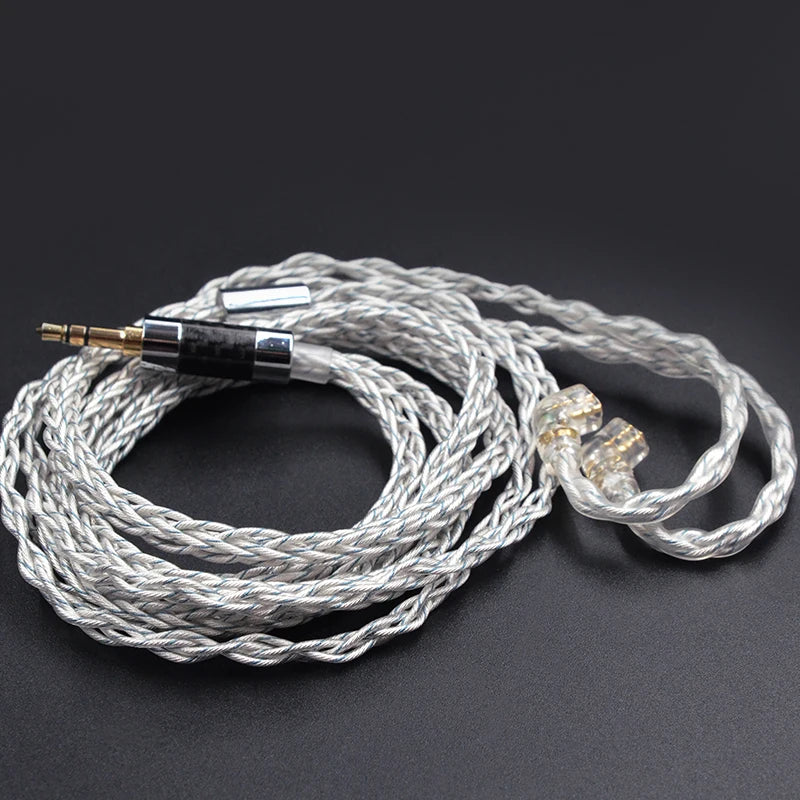 KZ Earphones Cable 8 Core Silver Blue Hybrid 784 Cores Silver Plated Upgrade Cable 2Pin 3.5mm Plug Heaset Wire KZ ZSXPRO ZS10PRO