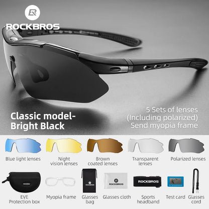 ROCKBROS Cycling Polarized glasses Bike Outdoor Sports Sunglasses MTB Road PC Goggles Eyewear Glasses 5/3 Lens Bicycle Accessory Beauty World Shop