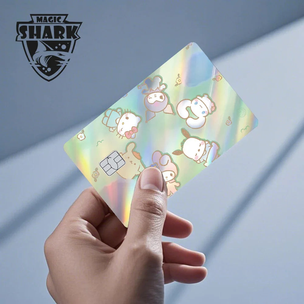 Hot Sale Hello Kitty Kuromi Holographic Laser Shinny Film Skin Cover Sticker for Debit Credit Card Bank Card Beauty World Shop