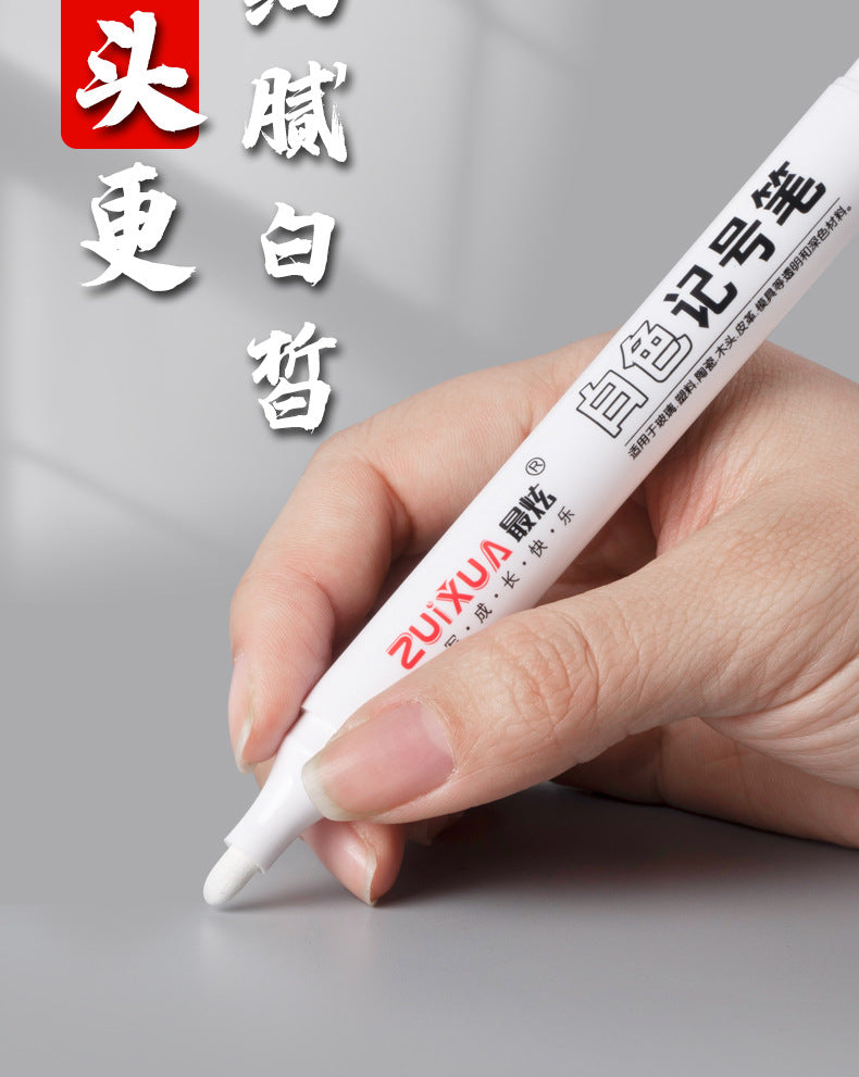 White Marker Pens set Oily Waterproof White Gel Pen DIY Graffiti Sketching Marker Stationery Writing School Supplies brush Beauty World Shop